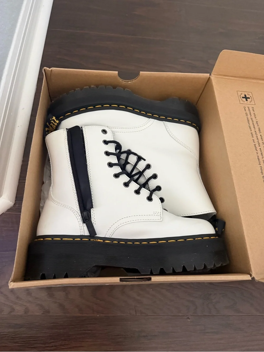 dr. martens white platform boots size 8